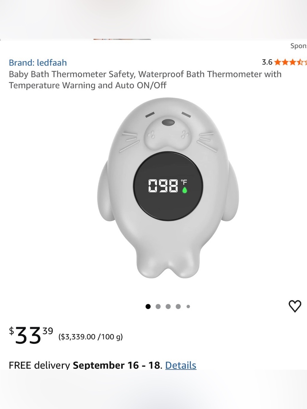Baby bath thermometer